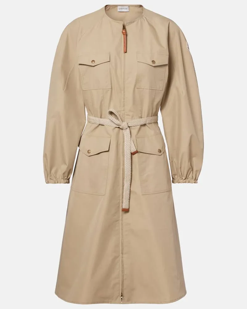 Moncler Abito midi in popeline di misto cotone Beige