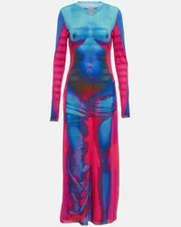 Y/PROJECT x Jean Paul Gaultier - Abito lungo Body Morph in mesh Multicolore