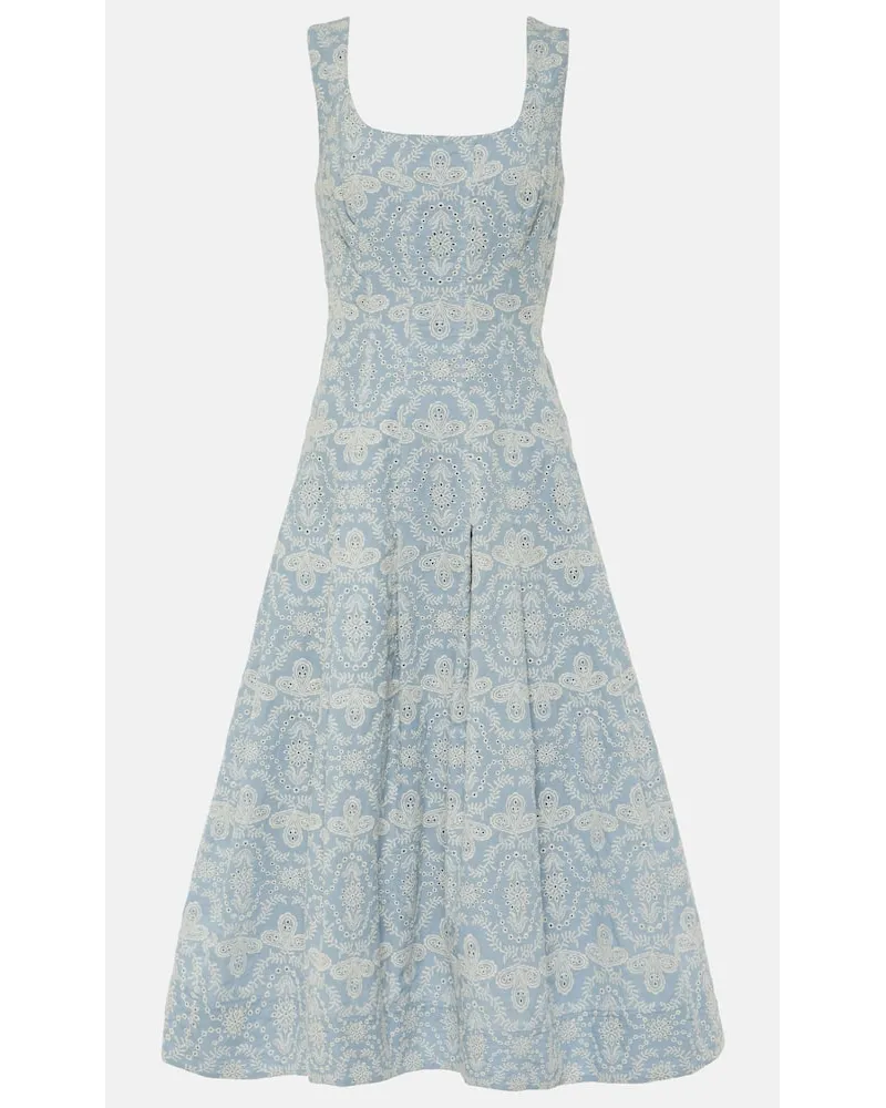 Veronica Beard Abito midi Jolie in cotone con stampa Blu