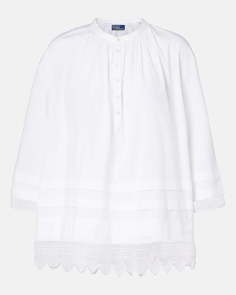 Ralph Lauren Camicia in popeline di cotone sangallo Bianco