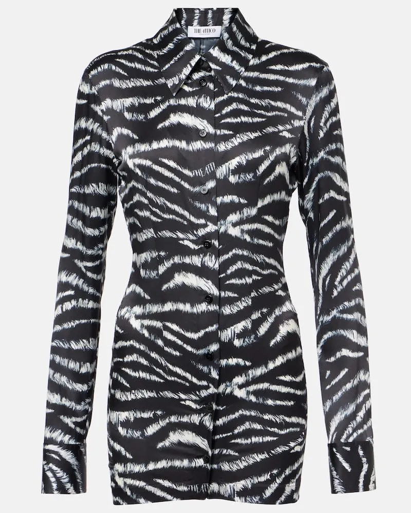 ATTICO Camicia in raso con stampa zebrata Nero