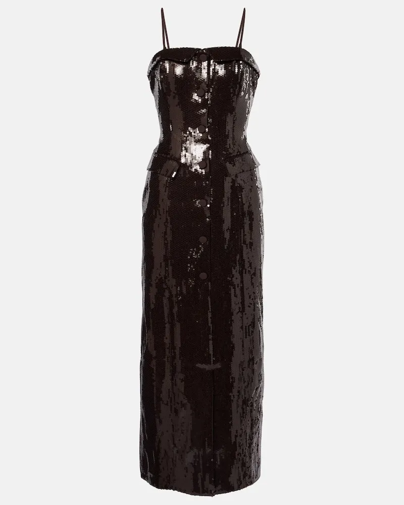 ROTATE Birger Christensen Abito midi con paillettes Marrone