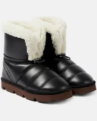 Brunello Cucinelli Stivali in pelle e shearling Nero