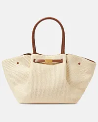 DeMELLIER Borsa New York in rafia con pelle Beige