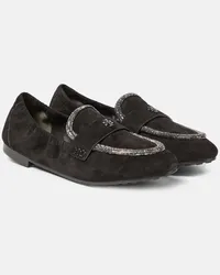 Tory Burch Mocassini in suede con cristalli Nero