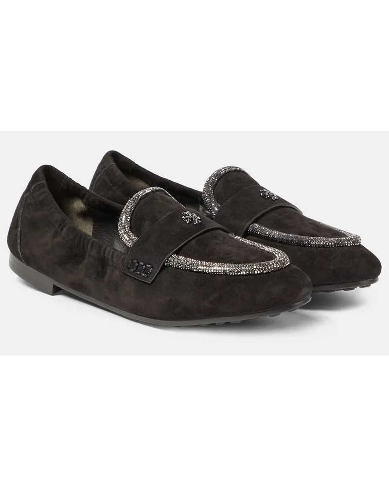Tory Burch Mocassini in suede con cristalli Nero