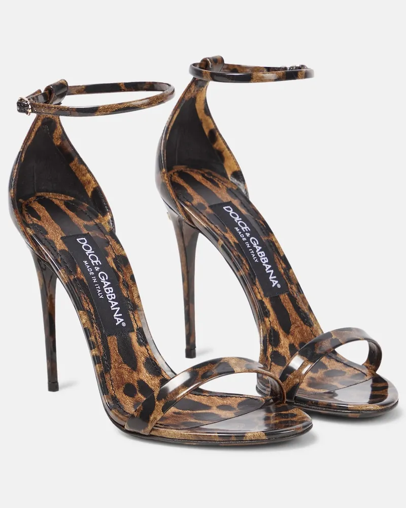 Dolce & Gabbana x Kim - Sandali in pelle con stampa leopardata Marrone