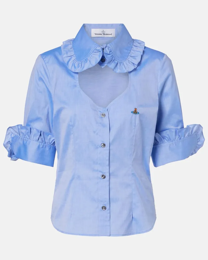 Vivienne Westwood Camicia Toulouse Frill in popeline di cotone con cut-out Blu