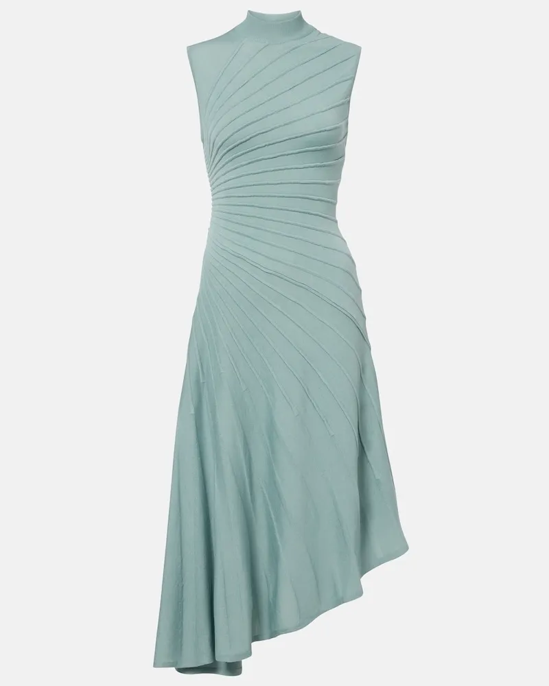 Alaïa Alaïa Abito midi Ray in lana vergine asimmetrico Verde