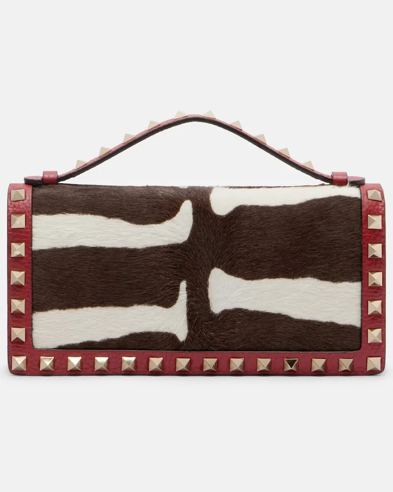 Valentino Garavani Borsa a tracolla Rockstud Mini in cavallino Marrone