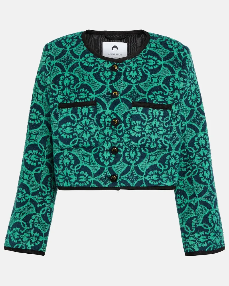 Marine Serre Giacca cropped in cotone jacquard Multicolore