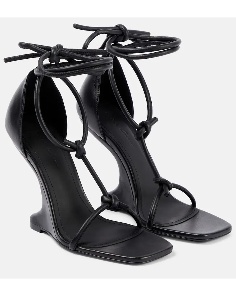 Rick Owens Sandali con zeppa Cantilever in pelle Nero