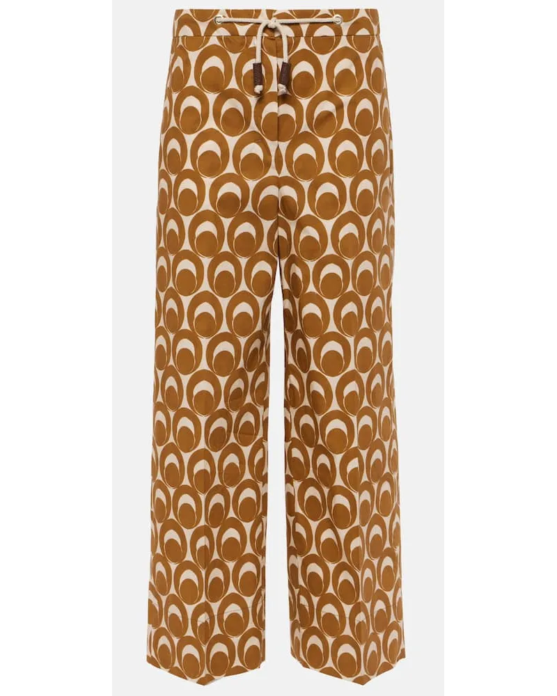 Max Mara Pantaloni a gamba larga Bray in cotone con stampa Marrone