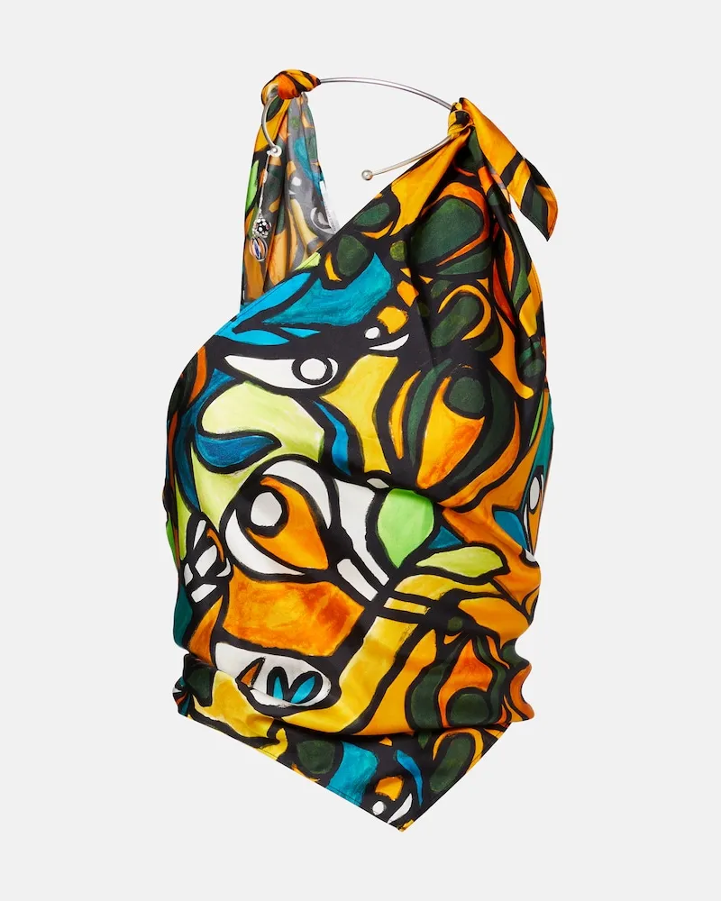 Christopher Esber Top in seta con stampa Multicolore