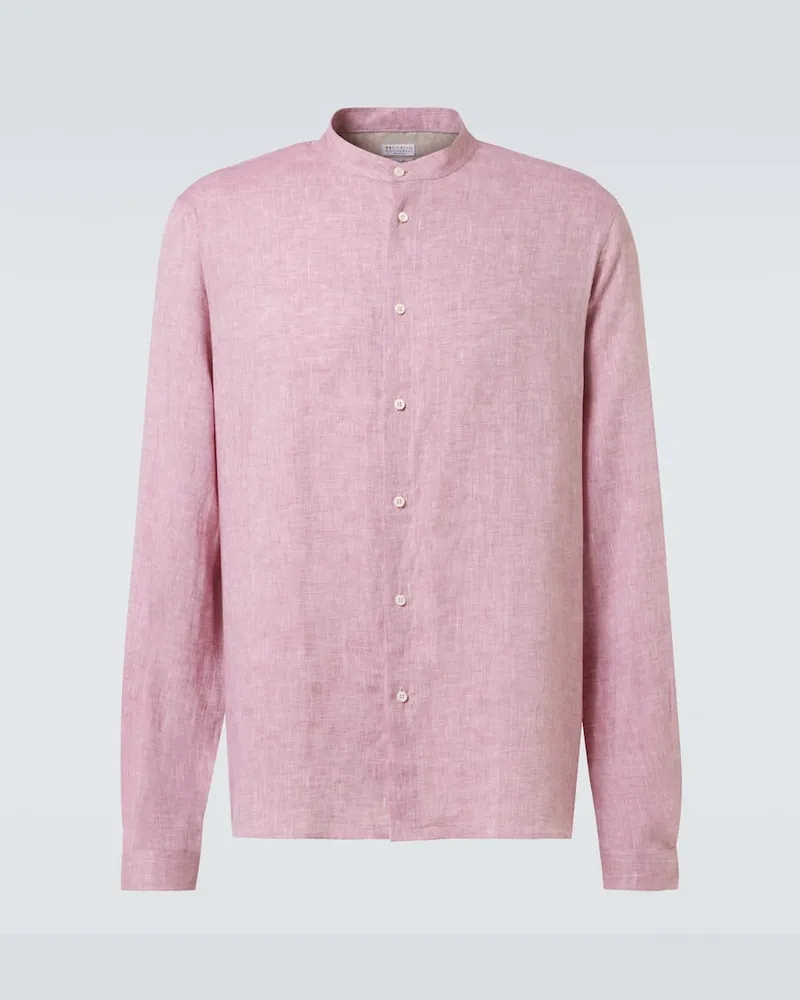 Brunello Cucinelli Camicia in lino Arancione