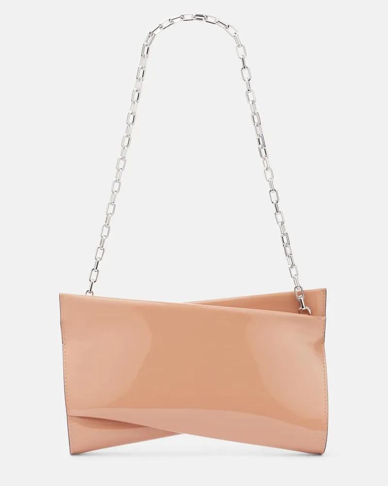 Christian Louboutin Clutch Loubitwist Small in vernice Beige
