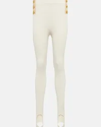 Balmain Leggings a vita alta con staffe Bianco