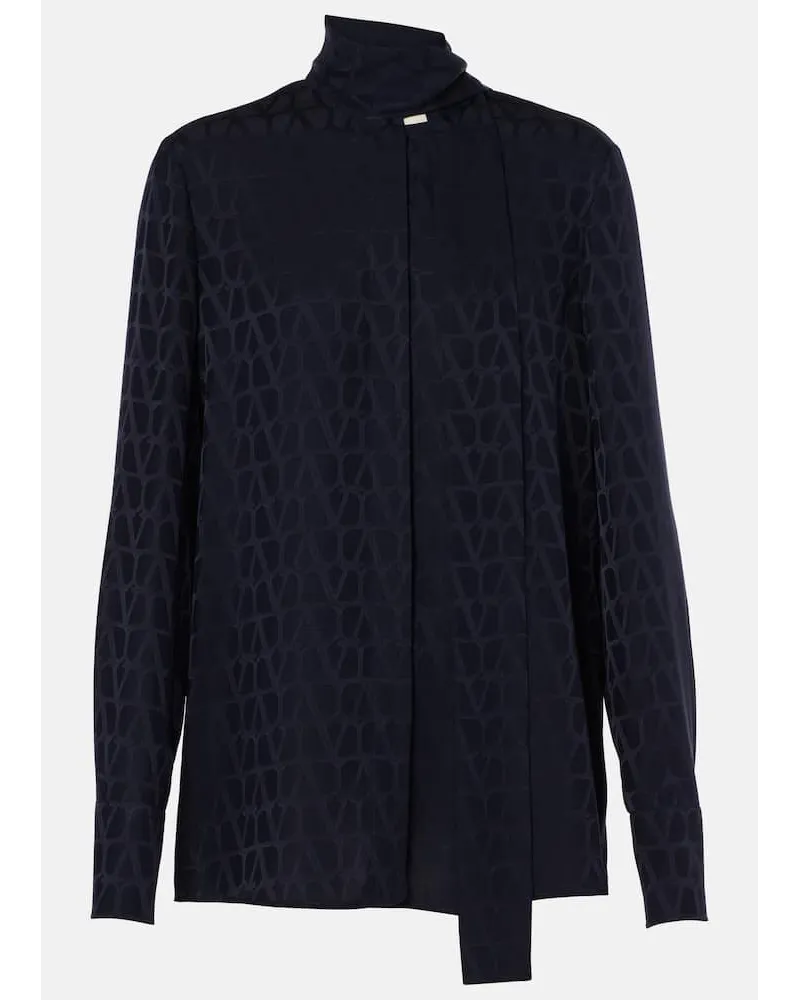 Valentino Garavani Camicia Toile Iconographe in jacquard di seta Blu