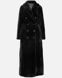 BLANCHA Cappotto doppiopetto in shearling Nero