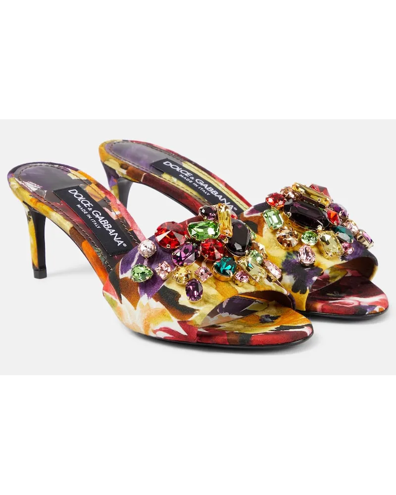 Dolce & Gabbana Sandali in raso con cristalli Multicolore