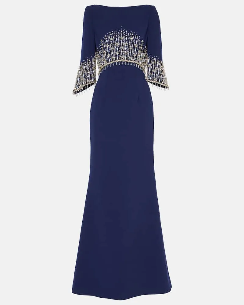 Jenny Packham Abito lungo Electra in crÃªpe Blu