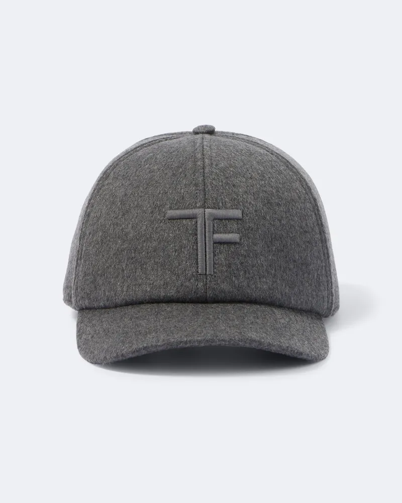 Tom Ford Cappello da baseball in cashmere con logo Grigio