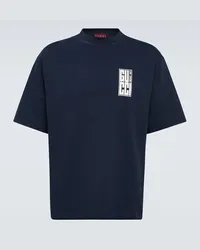 Gucci T-shirt in jersey di cotone con logo Blu