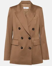 Max Mara Blazer doppiopetto in twill di lana Marrone