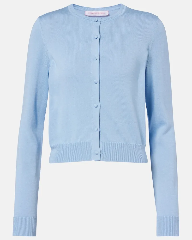 Carolina Herrera New York Cardigan cropped in seta e cotone Blu