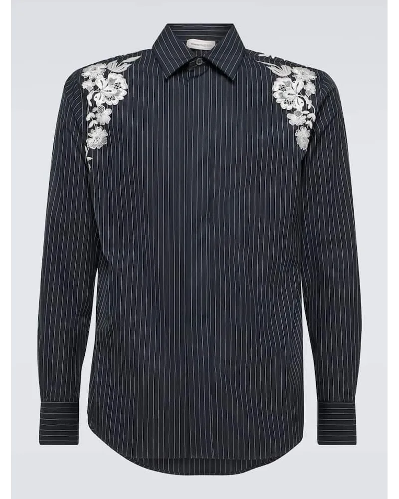 Alexander McQueen Camicia in misto cotone con ricamo Nero