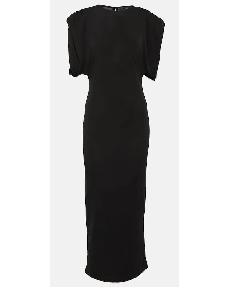 WARDROBE.NYC Abito midi in jersey con ruches Nero