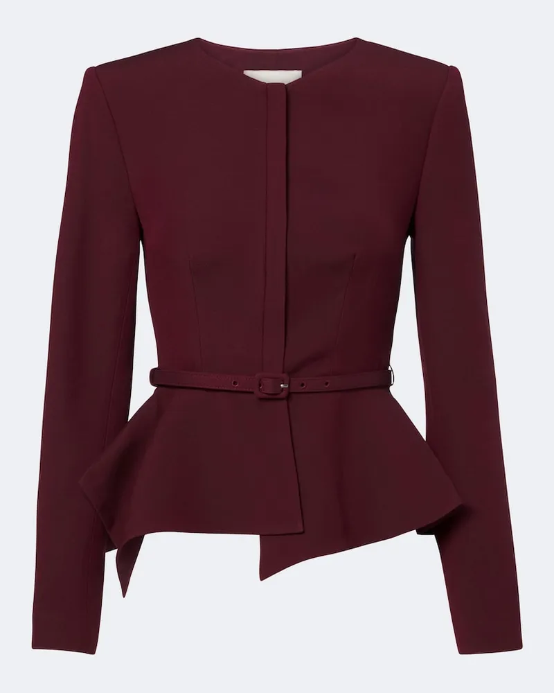 Roland Mouret Giacca peplum in lana e seta Borgogna