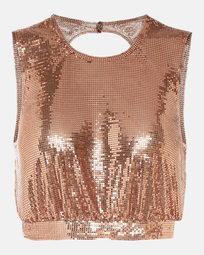 Paco Rabanne Top in mesh metallizzato Rosa