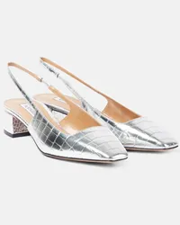 Aquazzura Pumps slingback Ginza in pelle stampata Argento