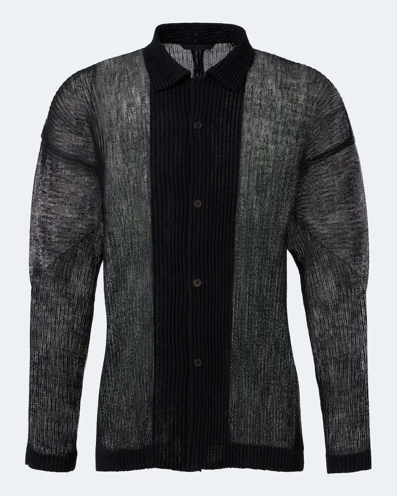 Issey Miyake Homme Plissé Issey Miyake Camicia Rustic in mesh plissé Nero