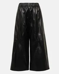 Loewe Pantaloni culottes in pelle a vita alta Nero