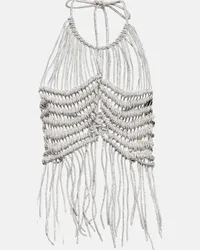 Giuseppe di Morabito Top in mesh con cristalli Argento