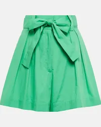 Oscar de la Renta Shorts in popeline di cotone a vita alta Verde