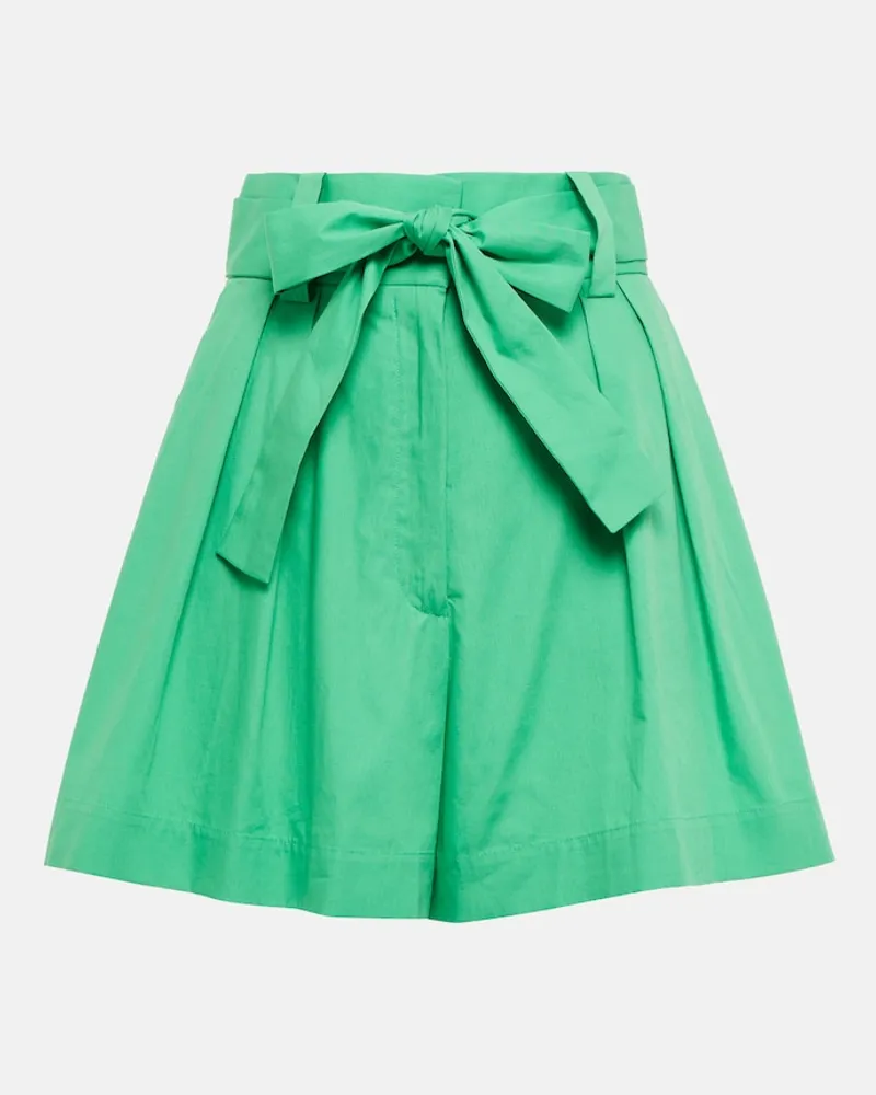 Oscar de la Renta Shorts in popeline di cotone a vita alta Verde
