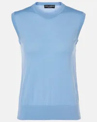 Dolce & Gabbana Top DG in seta e cashmere Blu