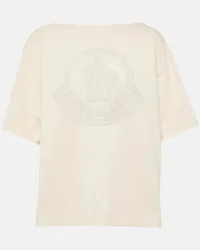 Moncler T-shirt in jersey di cotone con logo Bianco