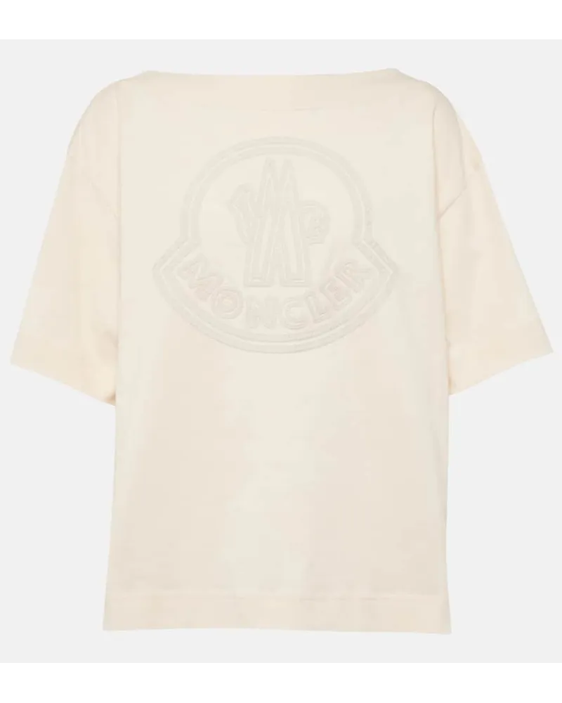 Moncler T-shirt in jersey di cotone con logo Bianco