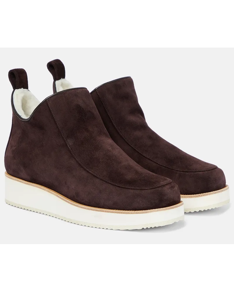 Gabriela Hearst Stivaletti Harry in suede con shearling Marrone