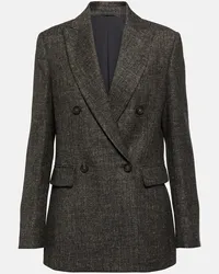 Brunello Cucinelli Blazer doppiopetto in misto lana Grigio