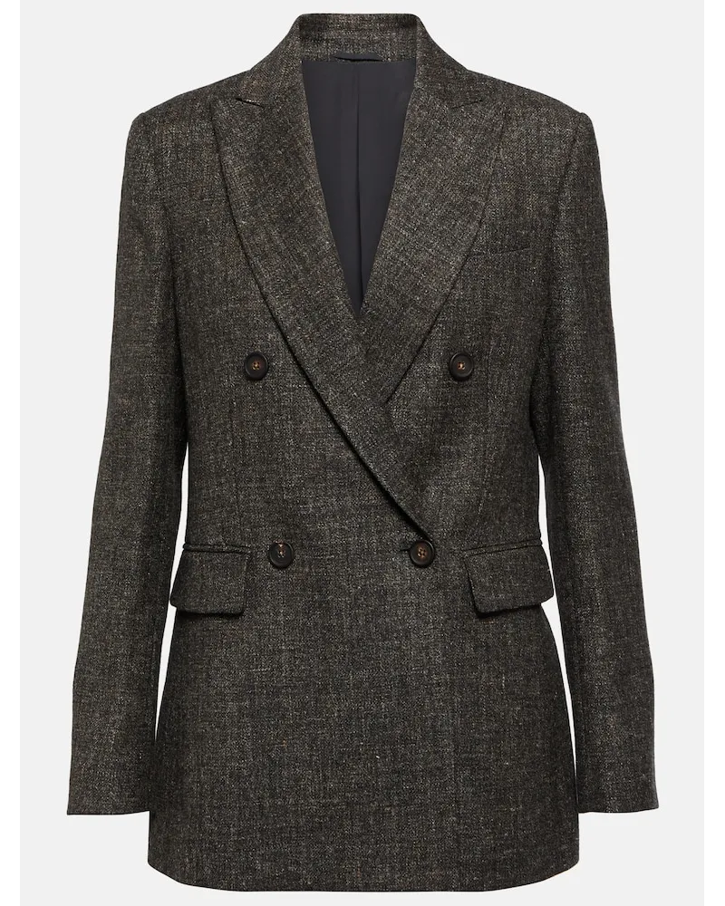 Brunello Cucinelli Blazer doppiopetto in misto lana Grigio