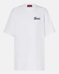 Gucci T-shirt in jersey di cotone con logo Bianco