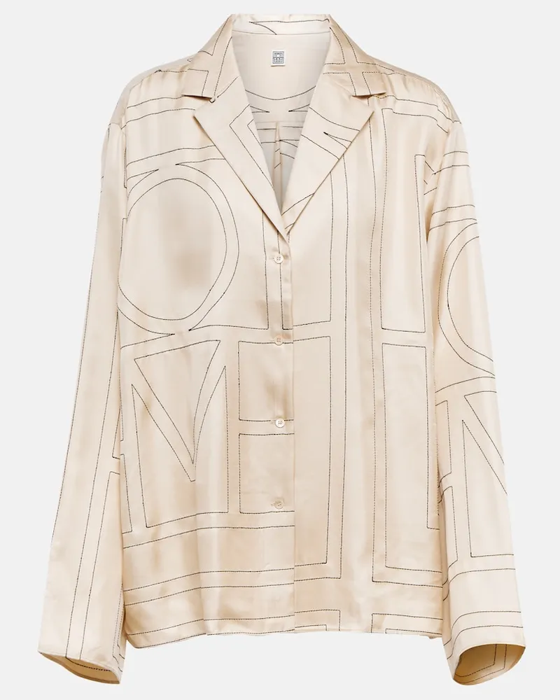 Totême Camicia in seta con logo Bianco