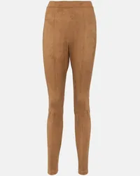 Max Mara Leisure - Pantaloni slim Ebe in suede sintetico Beige