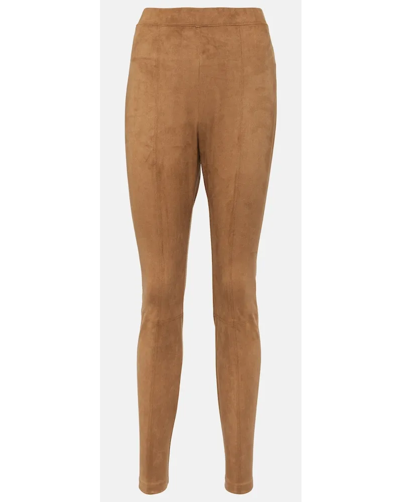 Max Mara Leisure - Pantaloni slim Ebe in suede sintetico Beige