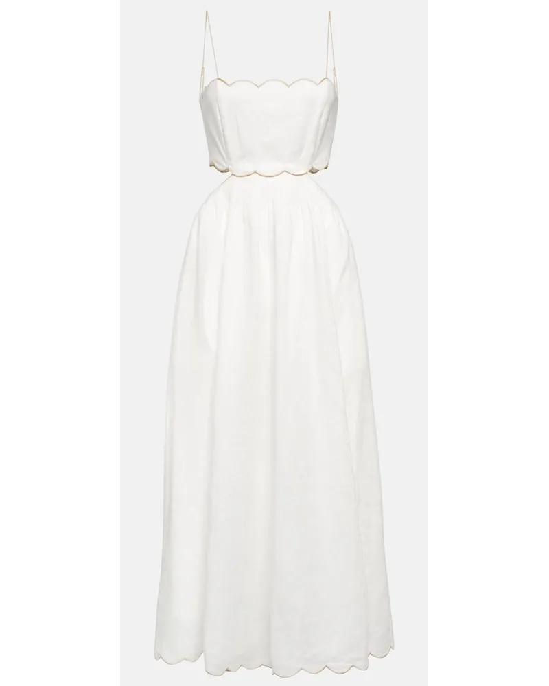 Zimmermann Abito midi Jude in lino con cut-out Multicolore